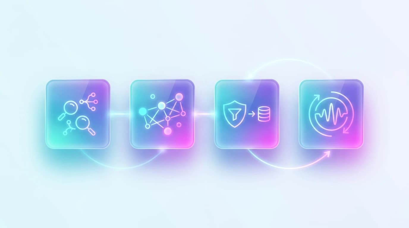 Visual diagram of the 4-stage LLM Reputation Defense Framework for B2B SaaS
