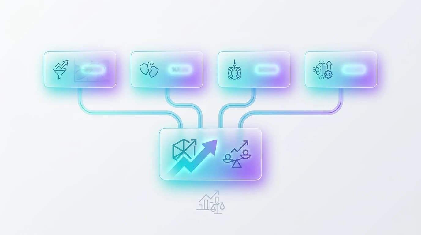 Diagram showing the 4-part B2B Reddit ROI equation spanning direct pipeline, competitor displacement, account salvage, and AI citation multipliers